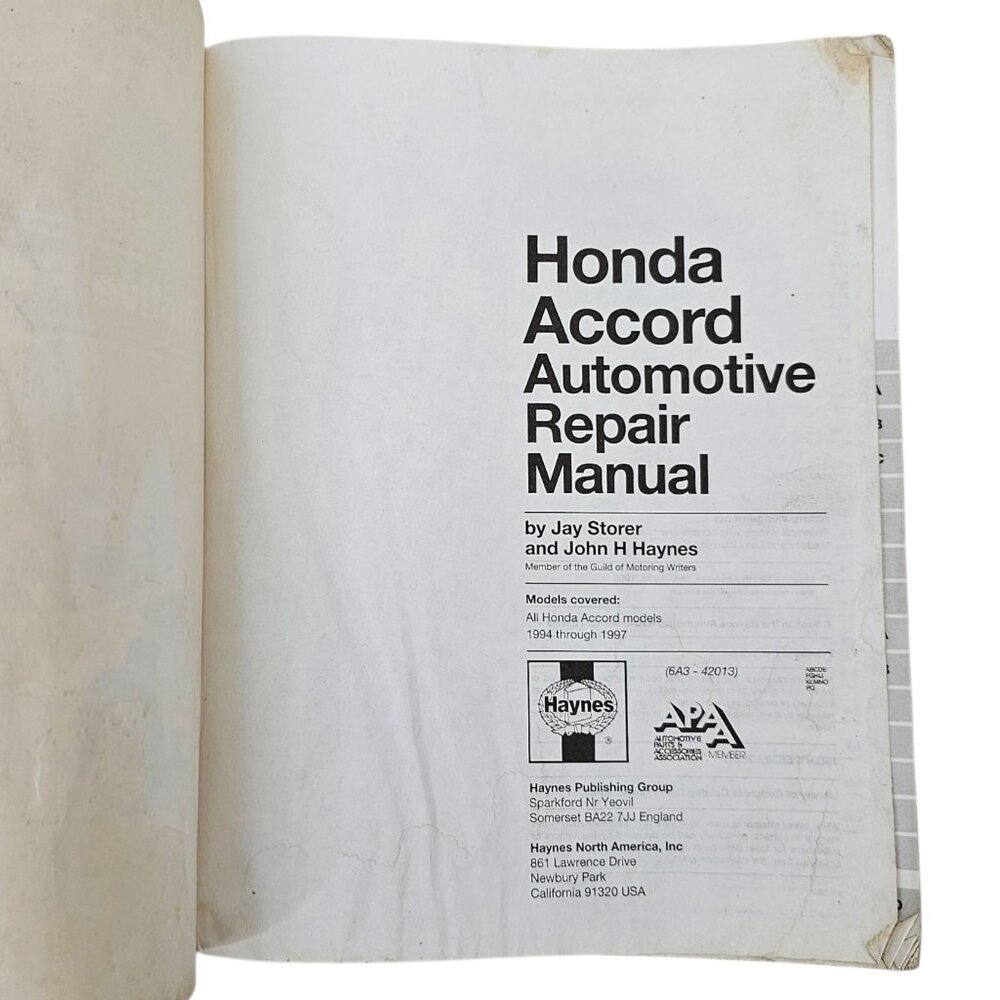Haynes Honda Accord 1994 Thru 1997 Automotive Repair Manual 42013 Service Book - Picture 5 of 11